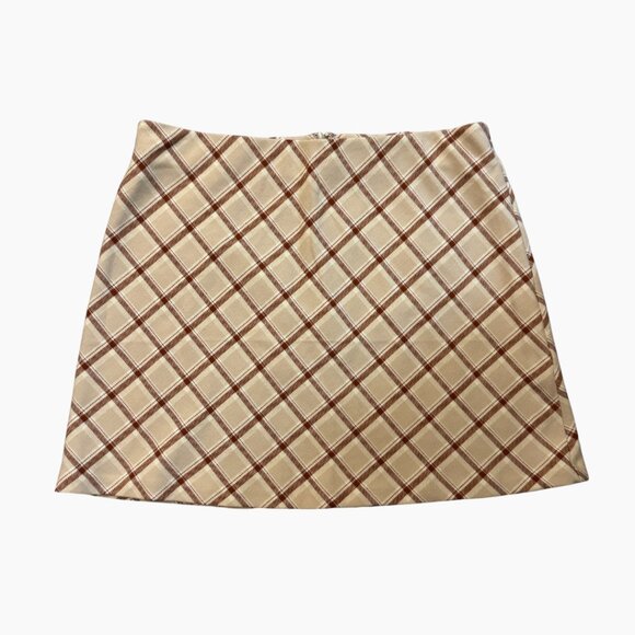 Aritzia Wilfred Classic Mini Skirt | Cream Multi Plaid | Size 14/XL - Picture 3 of 10
